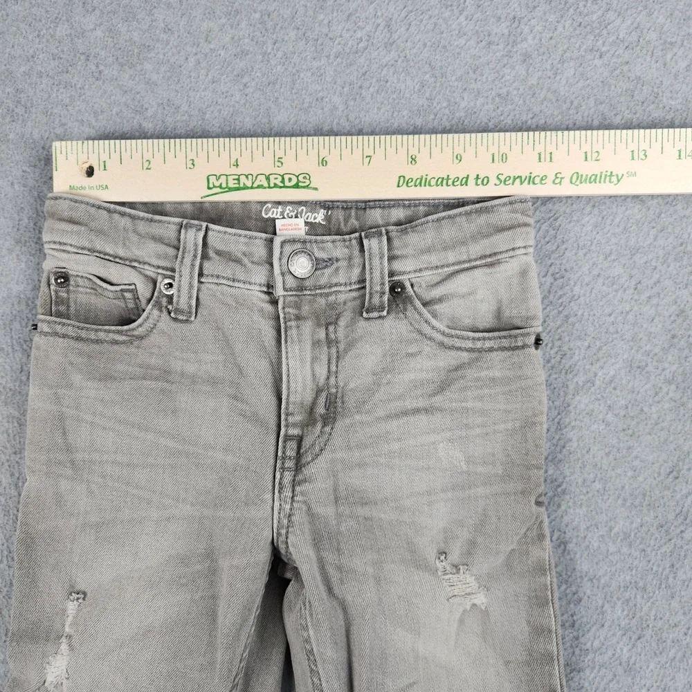 Cat & Jack Jeans Kids 5/6 Blue Brown Denim Whiskered Stretch Streetwear Lot of 3
